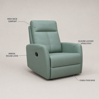 Manueller Relaxsessel Einzelner Sofastuhl Silikonleder-Sessel mit Fußstütze Hohe Rückenlehne Wohnzimmer-Lounge Heimkino-Lesesessel