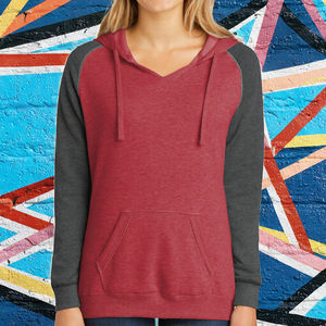 Sudadera con capucha de mujer transpirable de hilo teñido, forro sólido, cuello en V, estilo casual urbano - Product Image 3