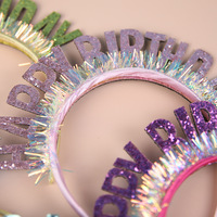 Nouveau flash poudre laser chapeau fête d'anniversaire décoration anniversaire chapeau bébé douche décoratif anniversaire bandeau