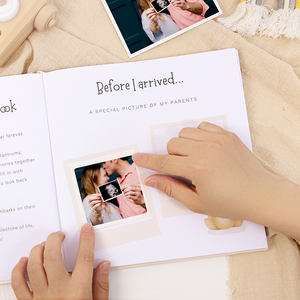 Prêt à expédier Logo feuille d'or estampage lin matériel <span class=keywords><strong>mon</strong></span> bébé souvenir mémoire Record Book <span class=keywords><strong>Journal</strong></span> pour les nouveau-nés - Product Image 5