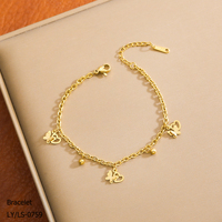 Bracelet pendentif papillon cœur en acier inoxydable 304/316 plaqué or 18 carats, tendance, élégant et unique, bijoux pour femmes