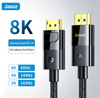 Câble Jasoz DP 1.4 8K 60Hz 4K 144Hz 2K 165Hz HDR Audio 32 bits avec verrouillage Push Release pour moniteur de jeu PC