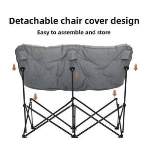 Fauteuil de <span class=keywords><strong>camping</strong></span> double pliable surdimensionné, canapé portable d'extérieur avec coussin moelleux, canapé pliable pour patio, balcon, pique-nique et <span class=keywords><strong>camping</strong></span> - Product Image 6