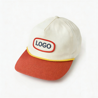Casquette de baseball non structurée à 5 panneaux en coton éponge bicolore, style sportif classique, avec motif à pois, logo brodé personnalisé, style Dad Hat avec cordon