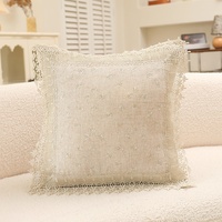 Housse de coussin carrée en polyester avec broderie géométrique en dentelle pour salon, bureau, voiture, livraison directe