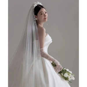 French Strapless Light Wedding Dress Natural Waistline Satin Train Elegant Simple White Gown For Petite Brides - Product Image 3