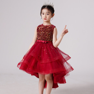 Robe de princesse pour enfants pour filles Style européen américain sans manches robe en dentelle <span class=keywords><strong>queue</strong></span> de fil gonflé pour la Performance de <span class=keywords><strong>piano</strong></span> de mariage - Product Image 6