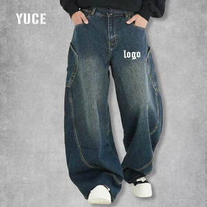 Street Wear American Gewassen Denim Broek Vintage Driedimensionale Grote Zakken Gesneden Gebogen Mes <span class=keywords><strong>Jeans</strong></span> Losse Pasvorm <span class=keywords><strong>Jeans</strong></span> Heren - Product Image 2