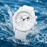 Montre à quartz chronographe, cadran en céramique, étanche 3 ATM, phase de lune, mode sportive, logo personnalisé, OEM, vente en gros
