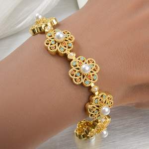 Pulseras de Tenis para Mujer, Modernas, con Circonita Cúbica Personalizada, Perla de Agua Dulce Geométrica, Chapado en Oro de 18K, Antideslustre - Product Image 3