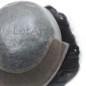 Tupé Económico para Hombre <span class=keywords><strong>con</strong></span> Base de Piel Fina y Frente de Encaje, Directo de Fábrica, 100% Cabello Remy Europeo, Rubio, Ondulado Medio - Product Image 5