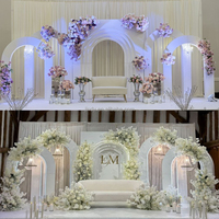 Fournitures de mariage, ensemble blanc pour fête, décoration de scène de mariage en acrylique PVC 3D avec éclairage LED pour la décoration de mariage