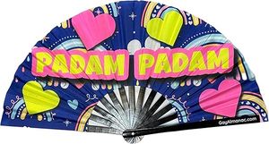 Custom Logo Printing Luxury Plastic Crafts Handheld Folding Fan 33cm Oxford Satin Fabric Silk Finish Carved New Year Halloween - Product Image 2