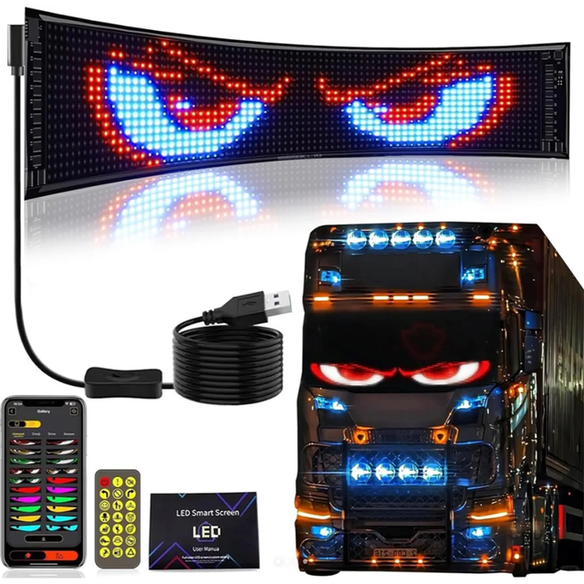DIY Full Color Waterproof 1080P HDR10 3000cd Programmable Rolling LED Display Screen 9.2cm X 37.2cm USB 5V Matrix Panel Sunlight