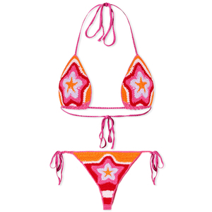 Set Bikini Lavorato a Maglia e Uncinetto Personalizzato, Costume da Bagno Estivo per Donne, Copricostume da Spiaggia, Top Corto all'Uncinetto con Collo all'Americana - Product Image 4