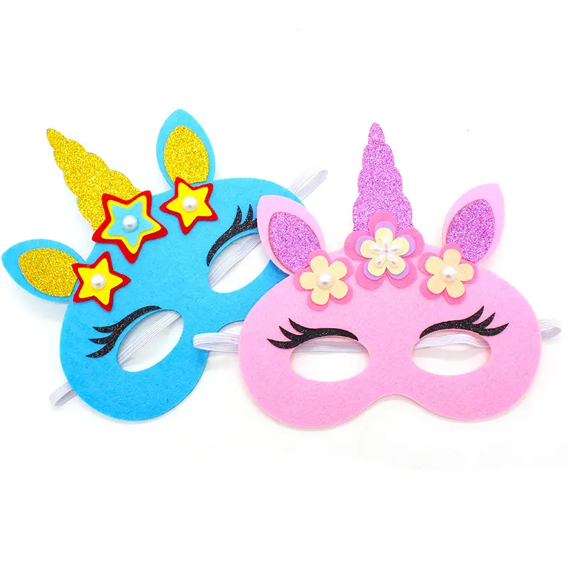 Çocuklar için sıcak satış maskeli parti Unicorn keçe maske