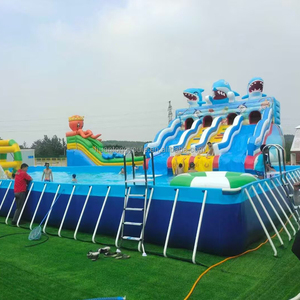 <span class=keywords><strong>Parque</strong></span> acuático inflable de tierra móvil comercial Dolphin <span class=keywords><strong>con</strong></span> tobogán y piscina - Product Image 3