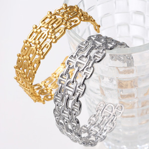 Pulsera Abierta con Diseño de Estrella de Mar y Lágrima, de Acero de Titanio para Mujer, Joyería de Fiesta, Diseño Irregular, Sz239 Sz243 - Product Image 2