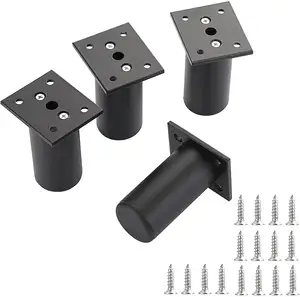 4 Pieces of 3-Inch Adjustable Replacement Legs Black Aluminum Alloy Support for Furniture Cabinet Sofa Bed Table Leg