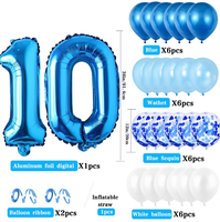 Bleu 15-18 ans garçon anniversaire Fiesta fête décoration fournitures ensemble 15 numéro feuille ballon anniversaire confettis ballons latex bouquet