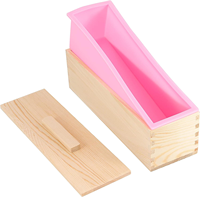 Moules à savon personnalisés de 600 ml avec boîte en bois, moules à savon en silicone avec boîte en bois, moules à savon roses, boîte en bois.