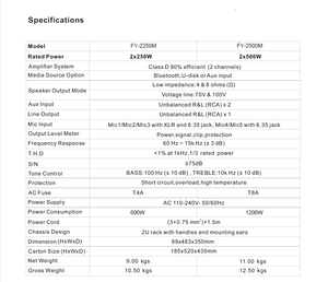 Thiết bị âm thanh khuếch đại âm thanh chuyên nghiệp công suất cao fyb cho chất lượng âm thanh vượt trội với Máy trộn và Loa kỹ thuật số - Product Image 5