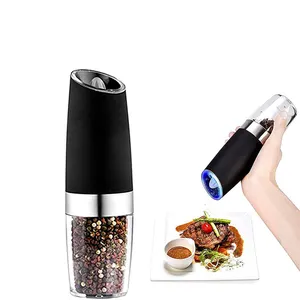 Gravity sensing operating with 6* AAA batteries electric pepper grinder with ceramic core can easy to use grind pepper and salt