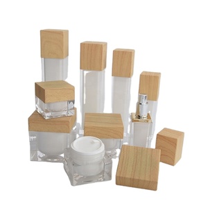 Sang Trọng Vuông Tre Nắp <span class=keywords><strong>Acrylic</strong></span> Màu Hồng Đen Chum Mỹ Phẩm Kem Đóng Gói Chai PET Bộ 8Oz Nhựa Frosted Mỹ Phẩm <span class=keywords><strong>Jar</strong></span> - Product Image 5