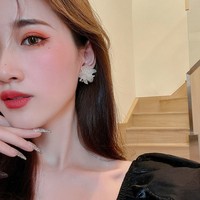 Anting Kelopak Bunga Akrilik Transparan Romantis untuk Wanita, Putih Hijau, Anting Pengantin