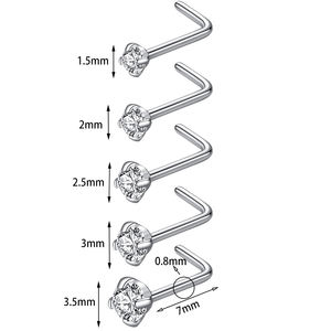 5 pièces/ensemble acier chirurgical L forme nez boucles d'oreilles cristal <span class=keywords><strong>narine</strong></span> <span class=keywords><strong>Piercing</strong></span> torsion nez anneau nez boucles d'oreilles bijoux pour femmes hommes - Product Image 4