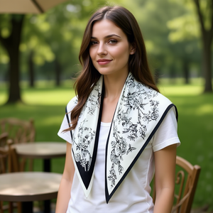 Sciarpa triangolare multifunzionale 135x60 cm con stampa floreale per donna, accessorio moda - Product Image 2