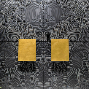<span class=keywords><strong>Porte</strong></span> d'entrée moderne à double sécurité, noire mate, avec motif vague 3D sculpté et texture en relief - Product Image 4