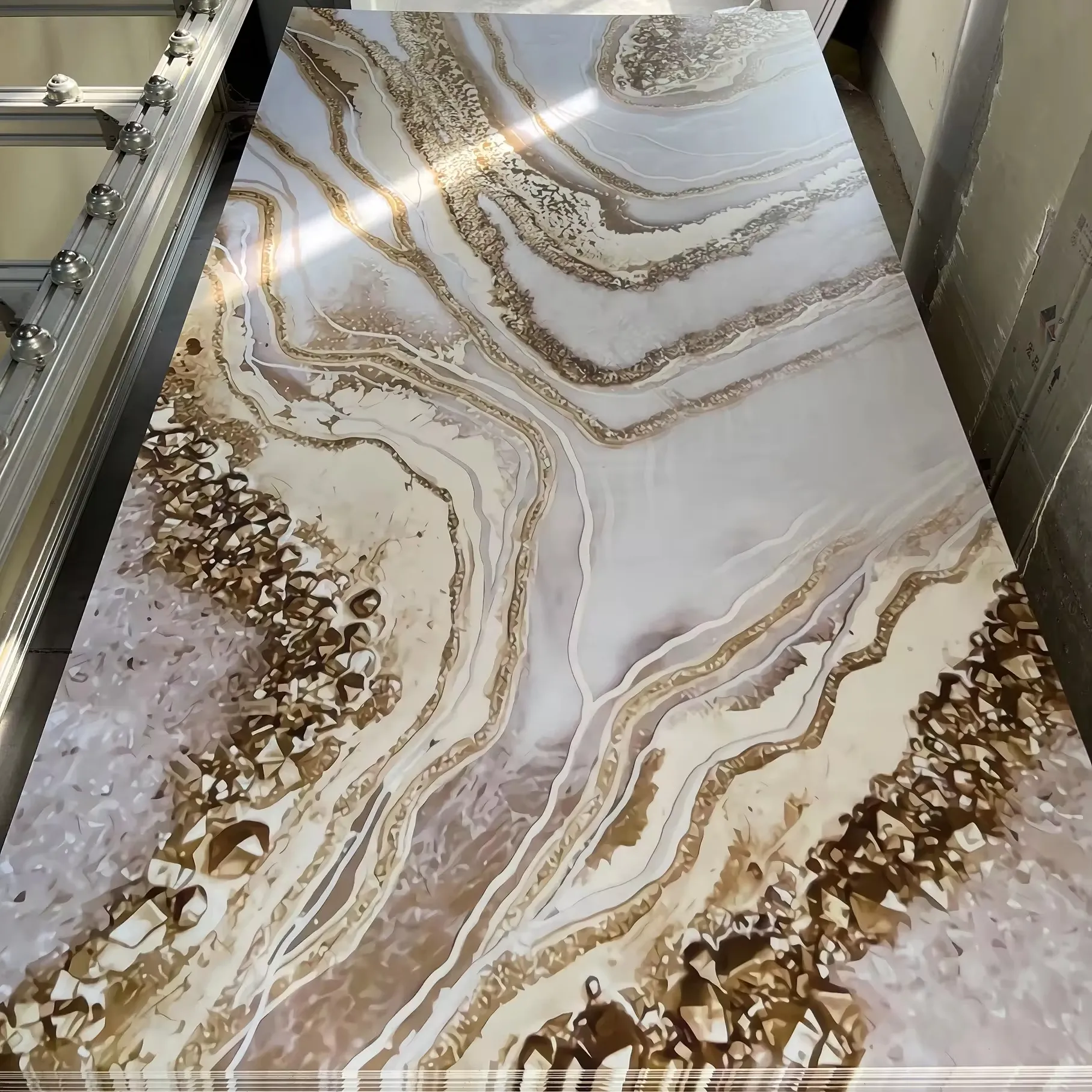 Factory Direct Selling Golden Design Customized Length available 1220mm Wide 3D Printed UV Marble Sheet UV Board