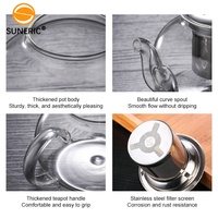Théière transparente filtre à mailles en acier inoxydable théière en verre transparent résistant à la chaleur avec infuser