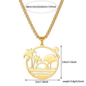 Collier Pendentif Géométrique en Acier Inoxydable Plaqué Or 18K, Bijou Tendance pour Usage Quotidien, Idéal Cadeau - Product Image 4