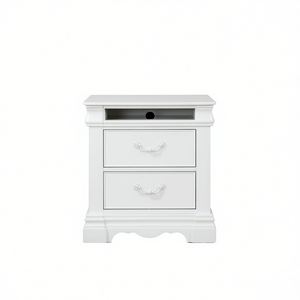 Mesita de Noche Blanca de 3 Cajones con Cajón Superior Oculto, Mueble Elegante para Dormitorio - Product Image 1