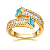 Bague ouverte ajustable en cuivre plaqué or 18 carats avec turquoise naturelle, bague texturée vintage pour femme