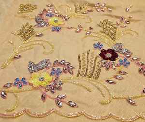 Luxury Designer Handcrafted Beaded <b>Fabric</b> with Zircon deal for Bridal, Party, and Couture Dressmaking - Product Image 2