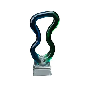 Hitop Art Glass Crystal Trophies K9 Crystal Base Award Art Glass Crystal Green Sail Trophy