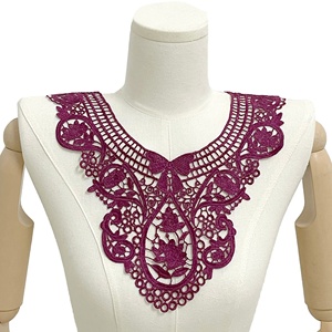 Colletto finto in pizzo ricamato in poliestere lucido, motivo floreale intagliato, passamaneria fai da te, <span class=keywords><strong>motivi</strong></span> ricamati idrosolubili - Product Image 6