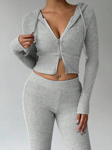 Vêtements de sport pour femmes WOJIEER, vêtements de yoga, leggings évasés à manches longues avec fermeture éclair, ensembles de yoga, adaptés à une utilisation en extérieur - Product Image 4