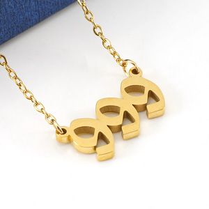 Zogxin Stainless Steel Lucky Number Necklace 18K Gold Plated 111-999 Pendant For Women Fashion Jewelry Gift - Product Image 3