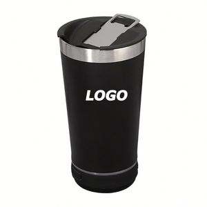 Haut-parleur Bluetooth, gobelet isotherme en acier inoxydable de 16 oz, tasse isolée sous vide pour les voyages en plein air et les cadeaux promotionnels - Product Image 1