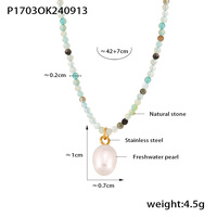 Collier de clavicule pendentif en perles d'eau douce en pierre naturelle de vent ins européen et américain