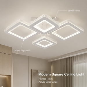Modern Square Acrylic <b>Led</b> Ceiling <b>Light</b> Remote Dimmable Tri Color High Cri For Living Room Bedroom Home Decoration - Product Image 2
