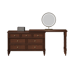 Ensemble de coiffeuse de luxe 120 cm avec <span class=keywords><strong>miroir</strong></span> éclairé et tabouret en bois de chêne noir ou brun pour la maison ou l'hôtel - Product Image 2