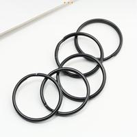 Anneaux de clés fendus en métal noir en gros, anneaux de clés plats et ronds, boucles circulaires fendues pour accessoires de porte-clés