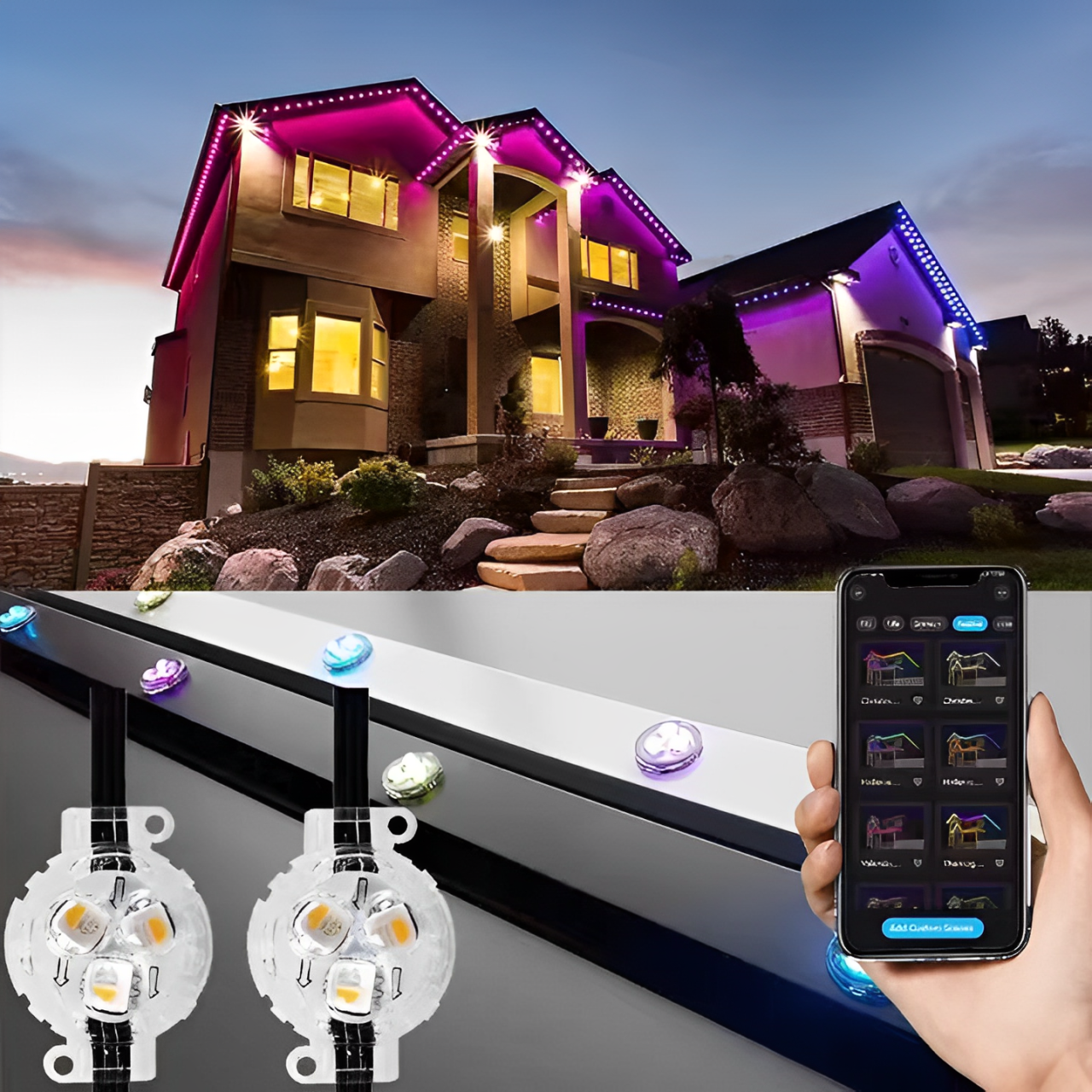 DC12V RGBW Permanent Landscape Track Lights 30mm IP68 Outdoor LED Pixel Point Lights