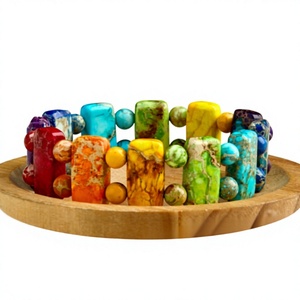 Nouveaux ensembles de bracelets perlés en résine acrylique colorée, style bohème, unisexe, bracelets tendance, incrustation de pierres naturelles multicolores - Product Image 5