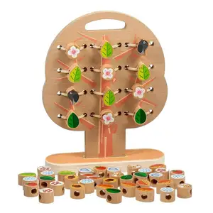 Perline perline albero di filettatura, Set di incordatura per i più piccoli borsa occupata da viaggio giocattolo di allacciatura in legno
